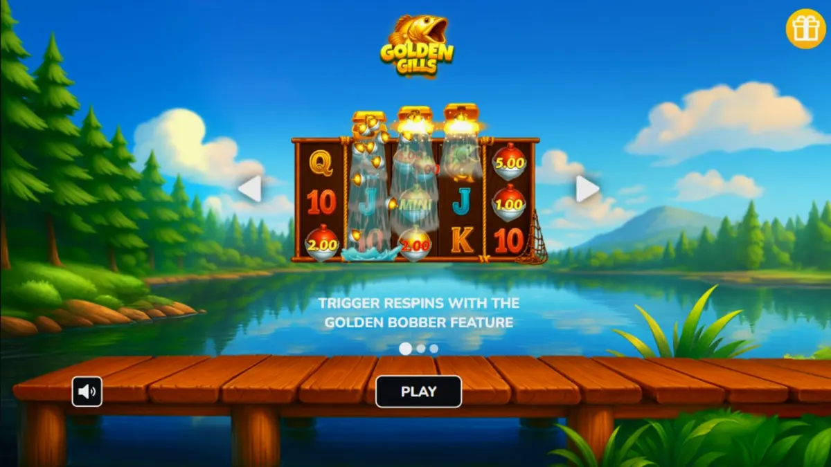 Interface do slot Golden Gills com tema de pesca e natureza