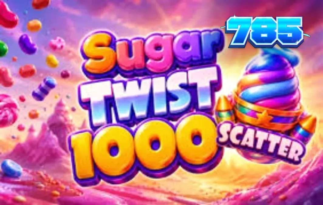 Interface vibrante e colorida do slot Sugar Twist 1000 com símbolos de doces